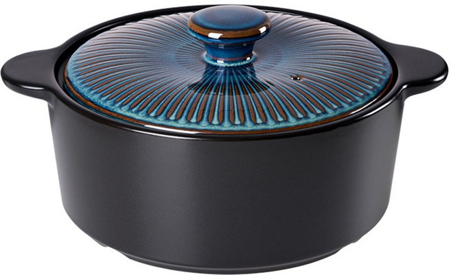 리한 클램팟 무균열 뚝배기 내열냄비 블루, 1개, 18cm