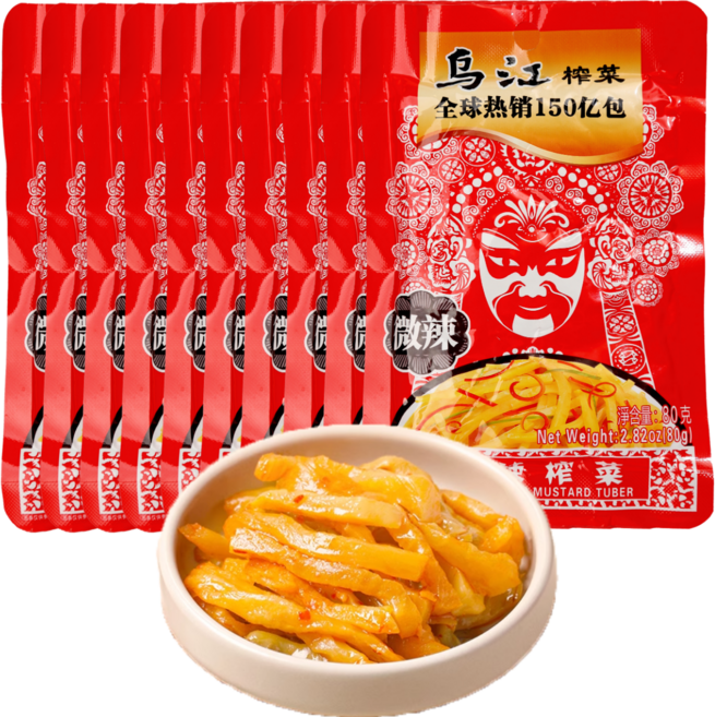월월중국식품 우강 봉지 짜차이 매운맛 (80g), 30개, 80g
