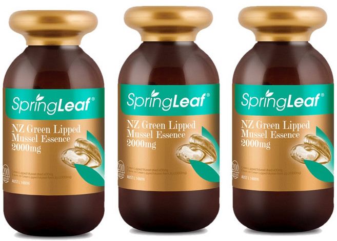 SpringLeaf NZ Green Lipped Mussel Essence 스프링리프 뉴질랜드 초록입홍합 에센스 2000mg 200캡슐3팩, 200정, 3개