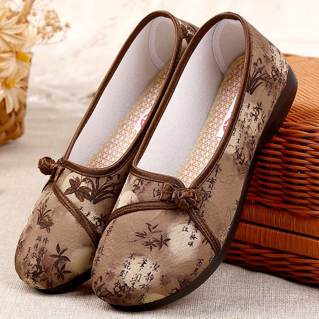 COSYEVNO 할머니 신발 가을 프린트 빈티지 패션 패치 캐주얼 통근 편안 미끄럼 방지 내마모 방한 여성 신발 CXJnnx-09