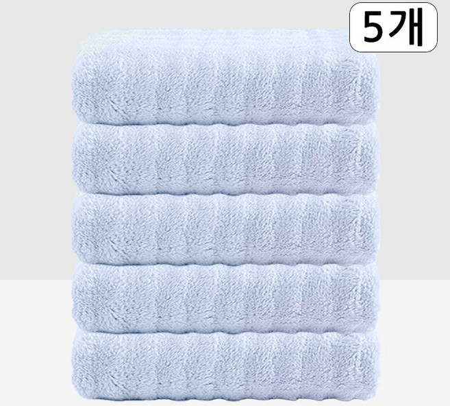 Craftsy 극세사 호텔 수건 40수 고흡수력 먼지없는 속건 타올 세면타월, 5개, 하늘색