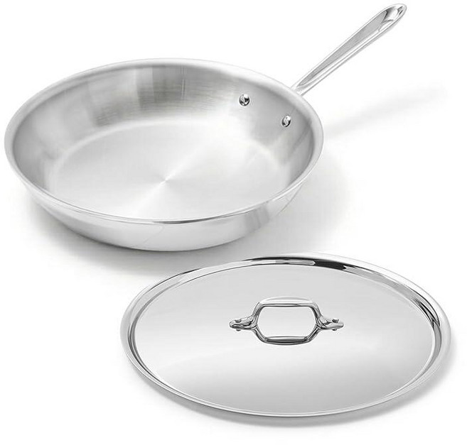 All-Clad D3 10인치 프라이팬 & 뚜껑 실버 스테인리스 스틸