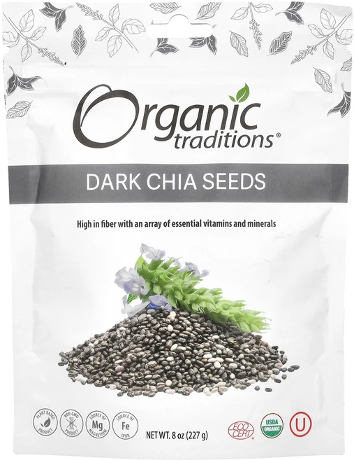 건강챙기세요 Organic Traditions 다크 치아 씨 227g(8oz) 백살까지오래오래, OrganicTraditions다크치아씨227g8oz - 쿠팡
