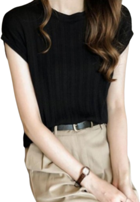 해피인뉴 여성 플리츠 상의 니트 민소매 루즈 나시