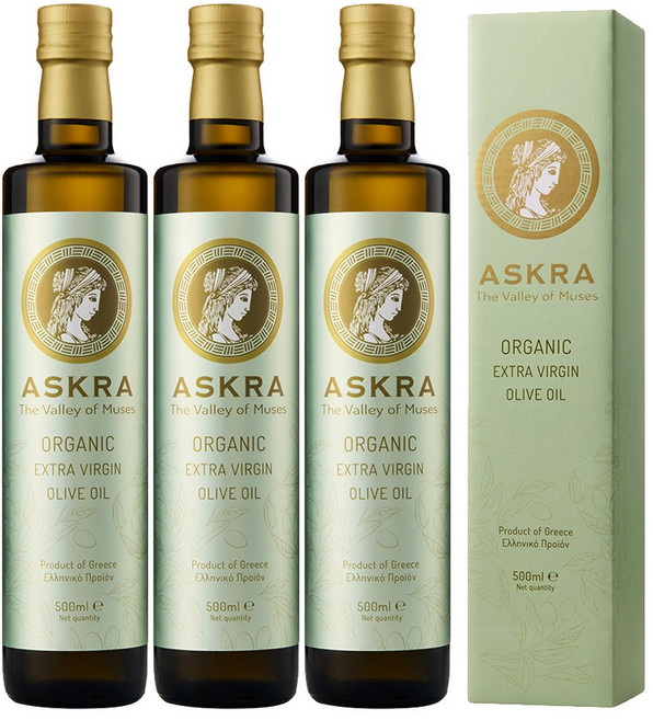 아스크라 유기농 엑스트라 버진 올리브오일, 3개, 500ml