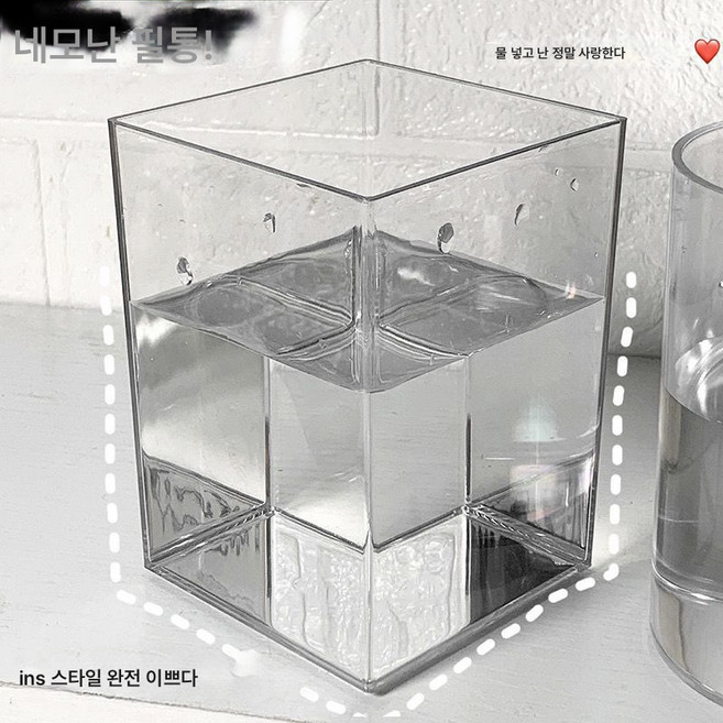 아크릴 원기둥 투명 교실 책상 수납통 비주얼 수납 케이스 공장 1개, 색깔2, [합계2개]기간한정손실