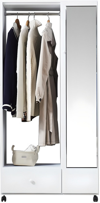 애르빈 이동식 옷 행거 전신거울 서랍 선반 옷걸이 수납장 시스템 행거, 01. 도어형(전신거울 포함)