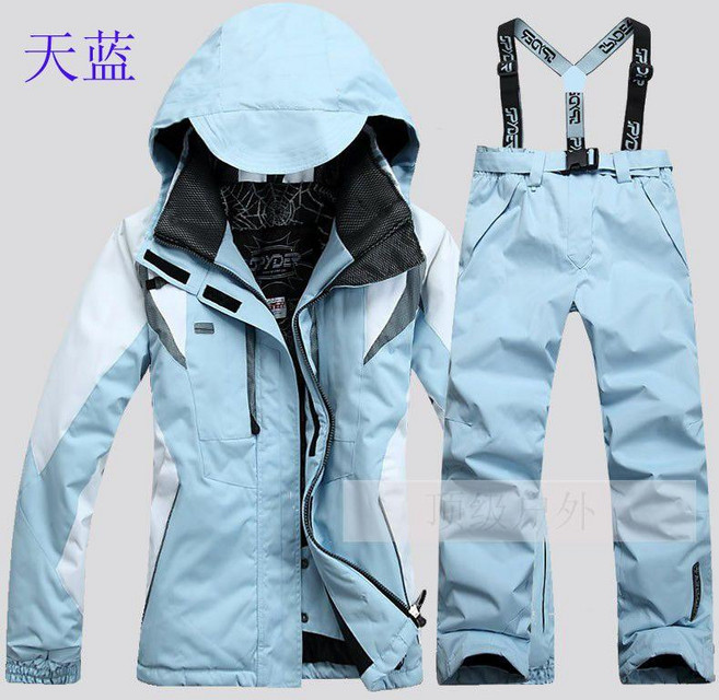 Factory Direct 2023 여성용 야외 특수 스키웨어 방수 따뜻한 스노우보드 스노보드 슈퍼 웜, 하늘색 정장, 1개