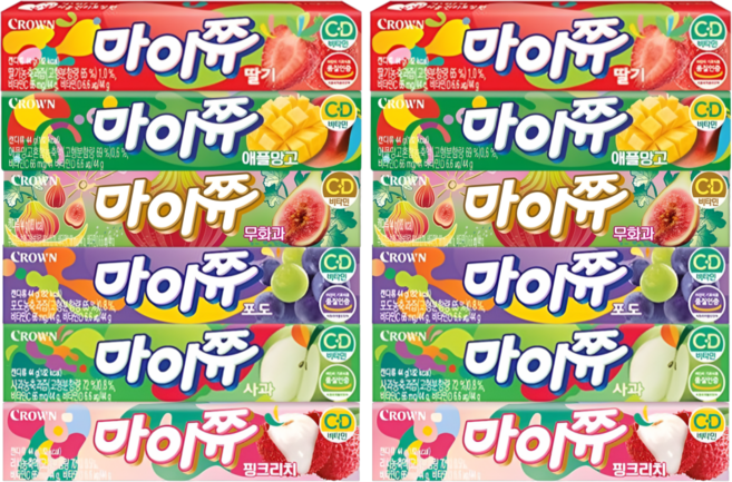 마이쮸(44g)6종세트(딸기+애플망고+써니피치+포도+사과+핑크리치), 264g, 2세트