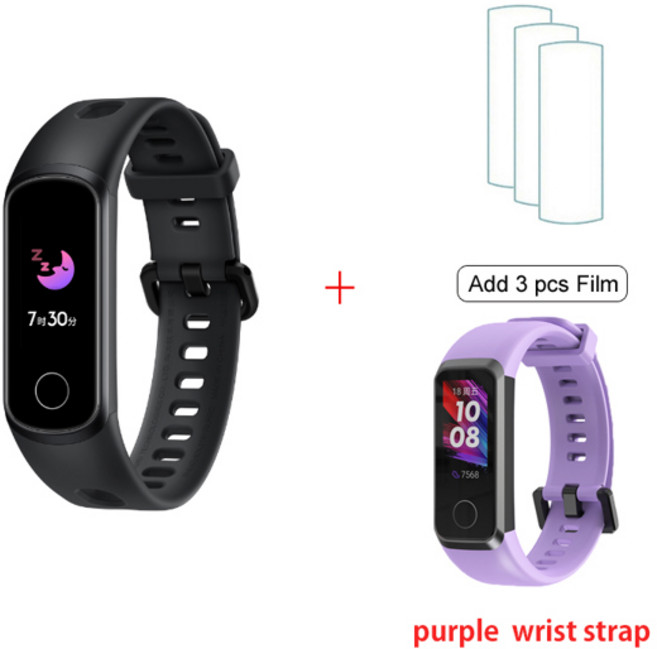 Original Honor Band 5i 스마트 팔찌 명예 스마트 워치 수면 수영 스포츠 트래커 SpO2 Blood Oxygen for xiaomi, 검은색 보라색 추가, 검은색 보라색 추가