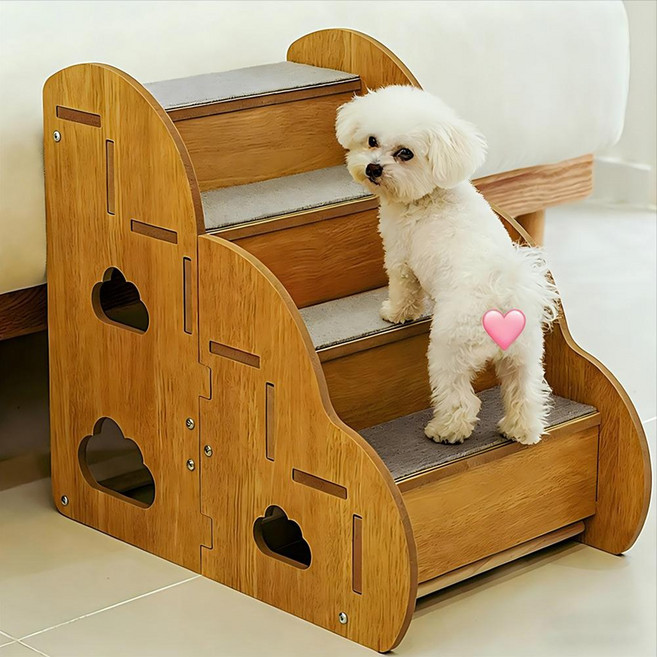 Surkat 구름을 닮은 4단 강아지 계단 슬개골보호 펫스텝 높은 침대용 40cm, 1개, 카멜브라운