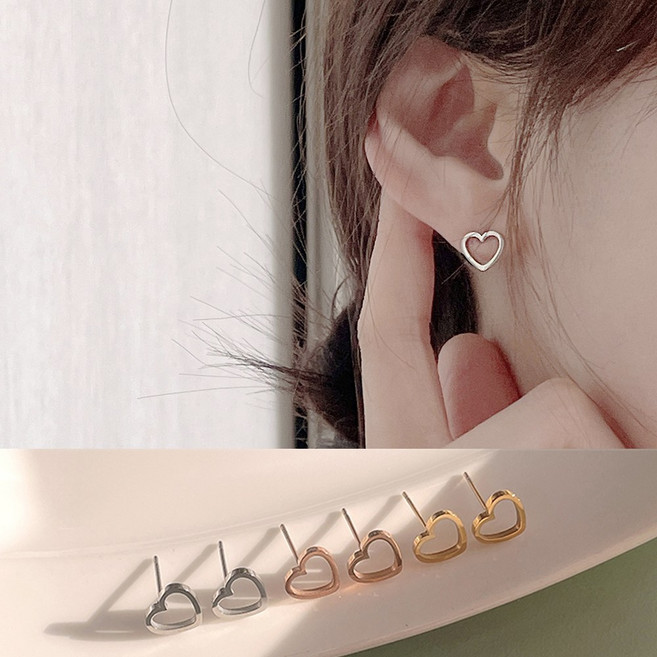 써지컬스틸 도톰 하트 라인 귀걸이