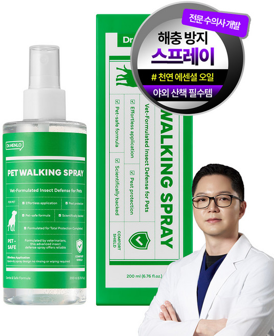 닥터헨로 펫 산책 스프레이 강아지 진드기 해충 방지 산책 안심 미스트 천연 성분, 1개, 200ml, 혼합