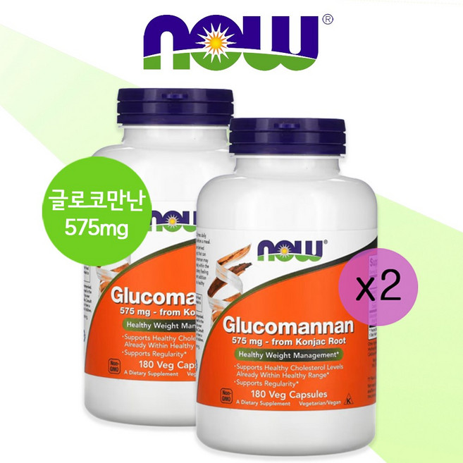 [1+1] 나우푸드 나우푸즈 글루코만난 575mg 180캡슐 곤약뿌리 곤약추출물 수용성 섬유, 1개