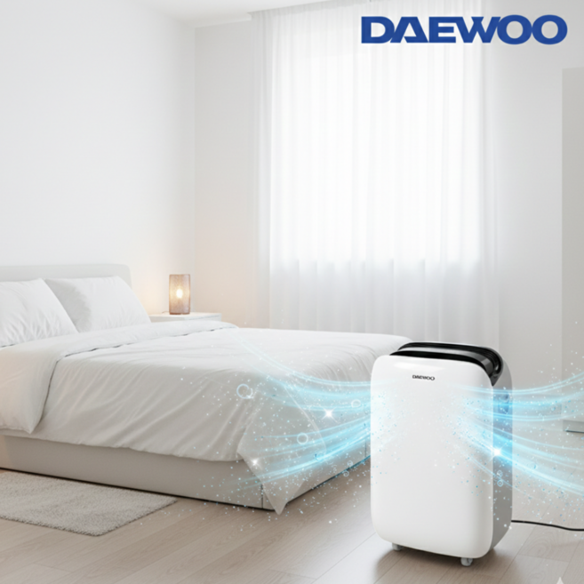 대우 강력 제습기 12L 상부 터치 조작부 연속 배수 지원 가정용 원룸 거실용, 퓨어화이트