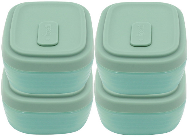 네오실리 뉴에어락 국산 프리미엄 실리콘 밀폐 용기 냉동밥용기 소형, 딥그린, 4개