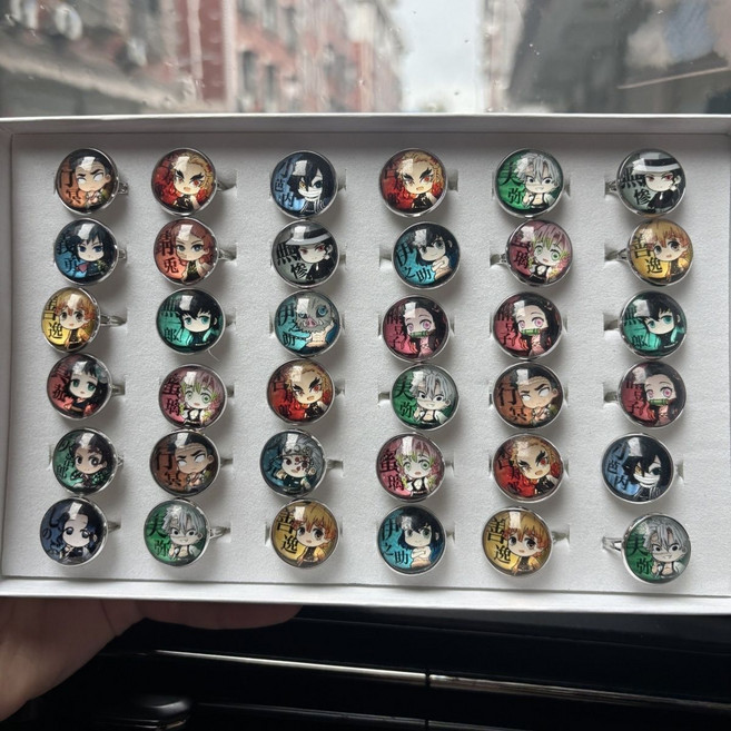 鬼滅之刃 戒指 動漫周邊 炭治郎 禰豆子 盒裝, 1個, 廠家鉅惠：整盒混發【36個】