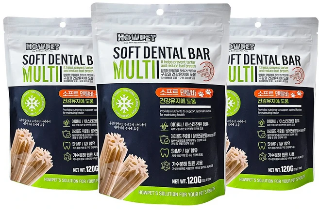 하우펫 소프트 덴탈바 멀티 120g 3개 - 쿠팡