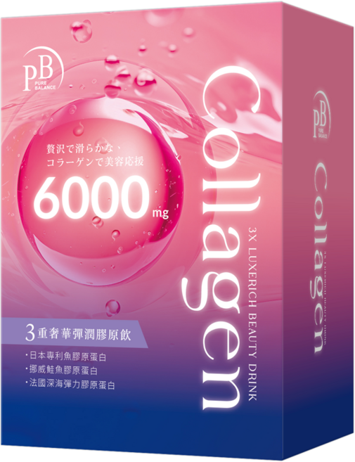 PURE BALANCE 三重奢華彈潤膠原飲, 6個, 70ml