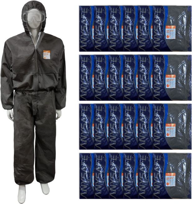 24벌 1박스 애니세이프 일회용작업복 부직포 원피스작업복 회색 방역복 방진복 보호복 분진복, 1개