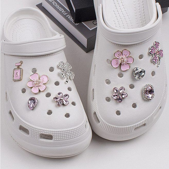 투해피 신발꾸미기 파츠 10p세트 AA15 보석 핑크꽃