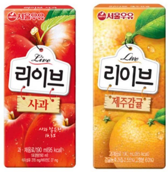 서울우유 리이브 사과주스 + 제주감귤주스, 10개, 190ml