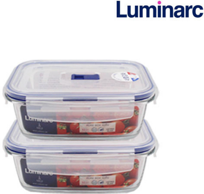 재고소진 루미낙 퓨어박스 유리 밀페용기 찬통, 2개, 직4호_1970ml