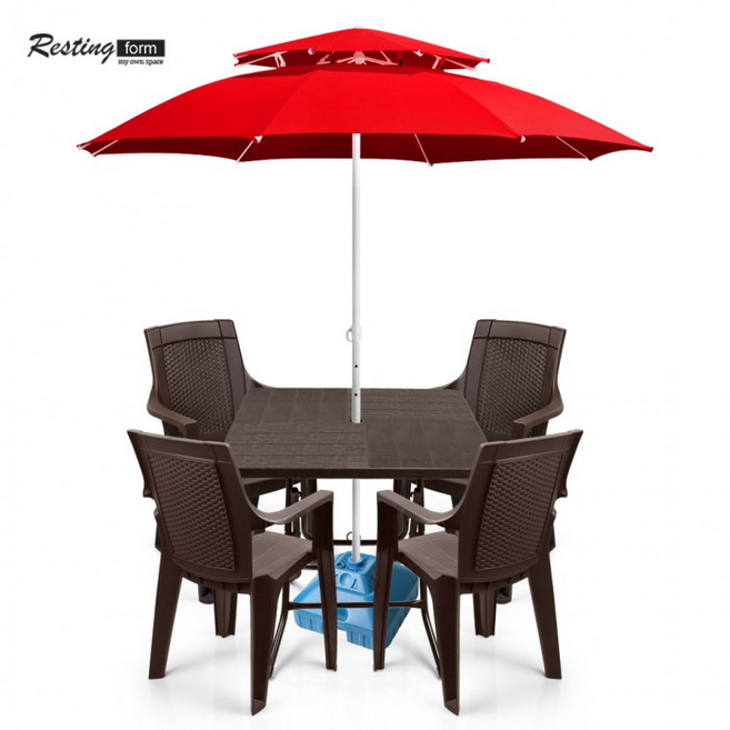 올일원 파라솔 세트 테이블 의자 4인세트 플라스틱테이블 간의의자 카페 라운지, 파라솔세트11