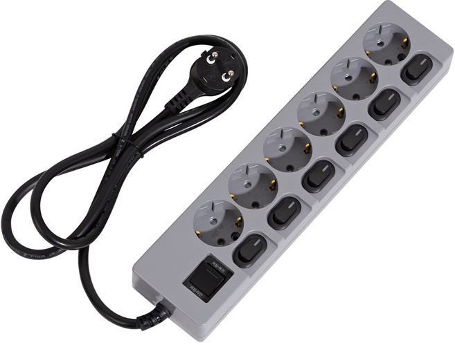 스윗홈 개별스위치 접지형 절전형 16A 멀티탭 6구 HOME-MO16S6, 0.7m, 개별스위치 6구 그레이, 1개