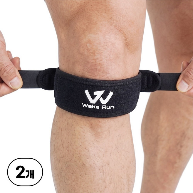 웨이크런 두번잡아주는 크로스락 무릎보호대, 블랙, 2개