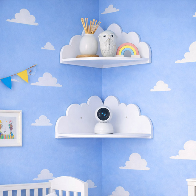블레오 무타공 아기방 홈캠 구름 코너 선반, 1개, 클라우드