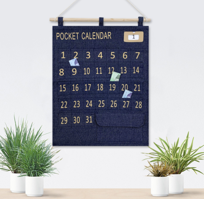생활비달력 예방 과소비 용돈 패브릭 벽걸이형 2가지색 가온별, 네이비