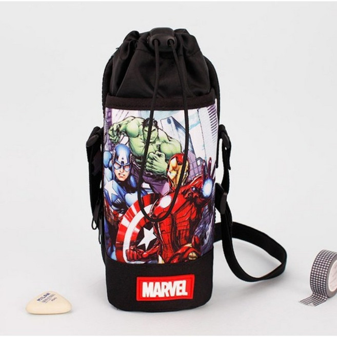 어벤져스 맥스 포켓 물병파우치 마블 물병주머니 물병가방, 블랙, 1개
