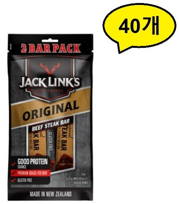 잭링크스 비프 스테이크 바 오리지널 육포, 50g, 40개