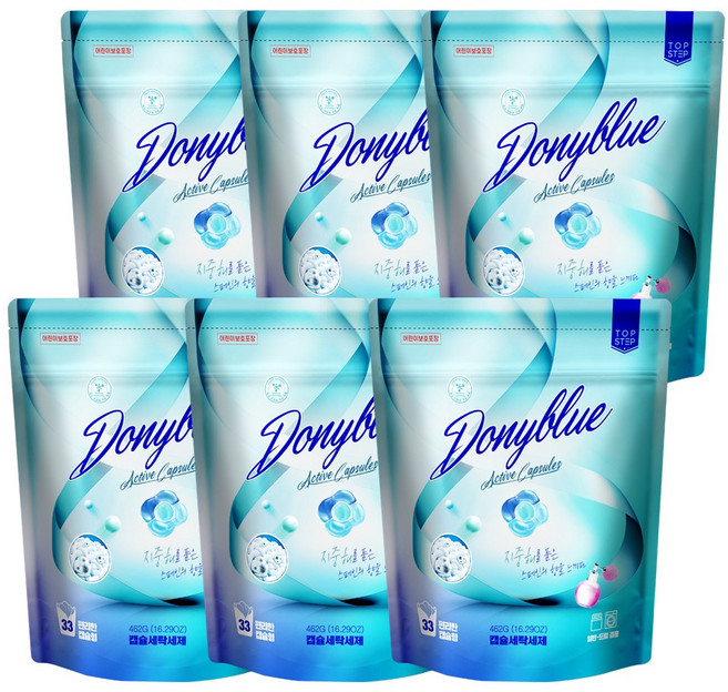 탑스텝 도니블루 캡슐세탁세제, 33개입, 6개