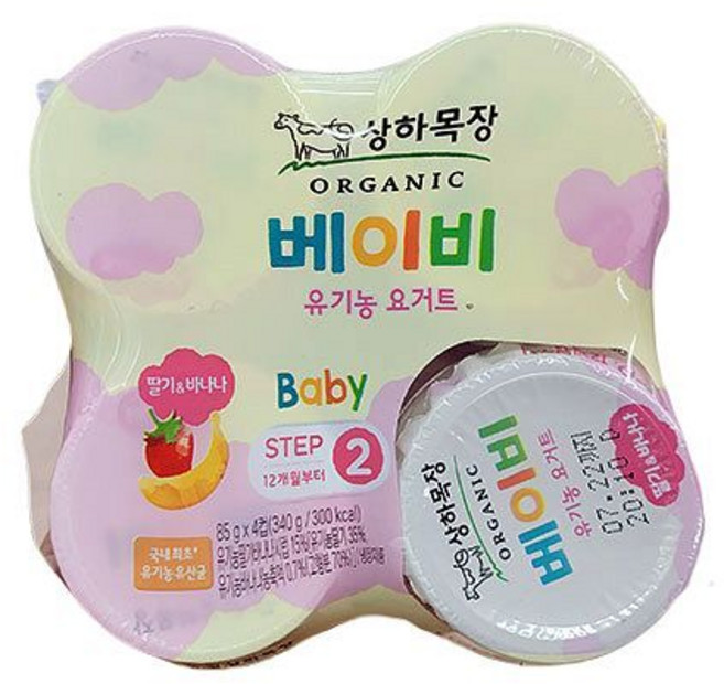 매일 상하목장 유기농 베이비 요거트 딸기 바나나 2단계, 종이박스포장, 85g