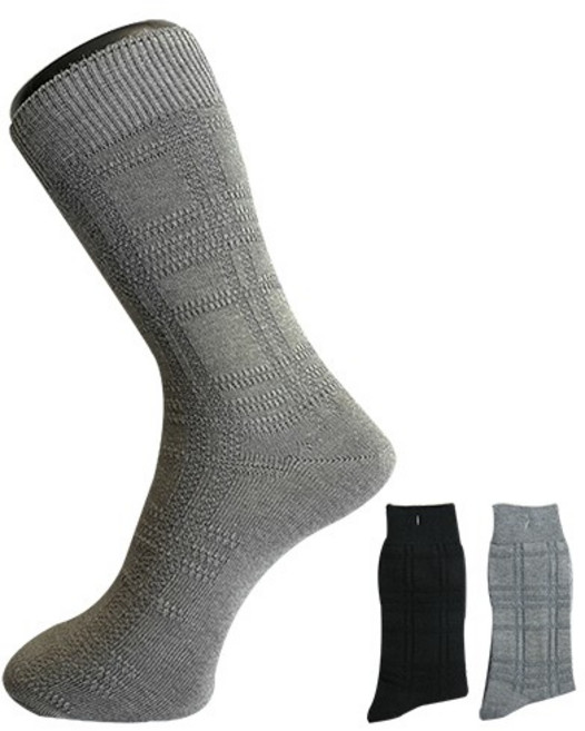 三合豐 ELF 奈米竹炭紳士休閒襪 歐式立體條紋 舒適透氣 24-26cm 灰色