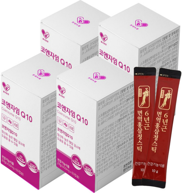 코엔자임Q10 혈압 감소도움 RG3 알지쓰리 홍삼 세트구성 식약청인증 에이치딜리버리, 4세트, 60회분