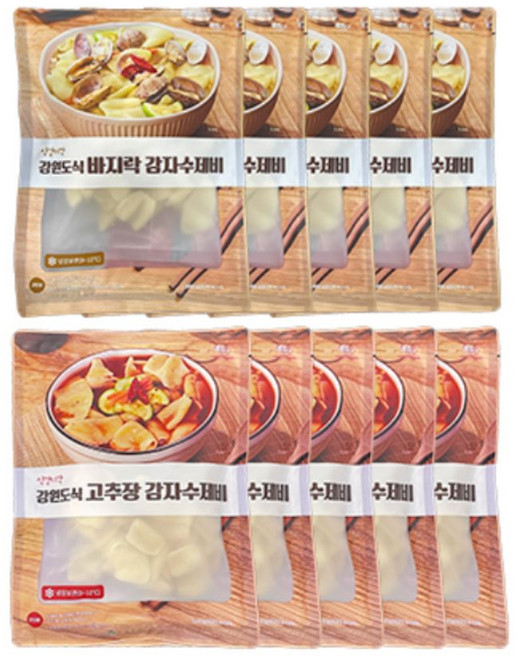 [쇼핑온TV] 식감미각 강원도식 감자 수제비 밀키트, 바지락맛5팩+고추장맛5팩