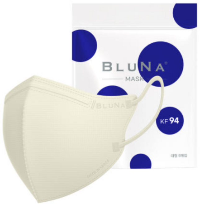 블루나 숨편한 새부리형 황사방역 마스크 대형 KF94, 5매입, 40개, 아이보리