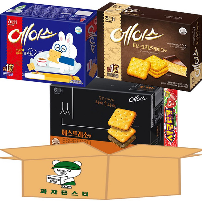 [과자몬스터] 에이스+에이스 바스크치즈케이크+에이스 씬에스프레소+새콤달콤, 1세트, 1048g