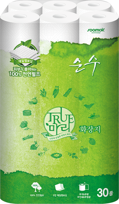 트루마리 천연펄프 3겹 순수 화장지, 30m, 30롤, 1개