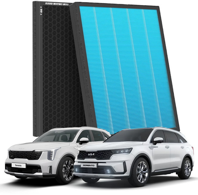 1+1 PM 0.3 에어컨필터 활성탄 블루 초미세먼지, 2개, 쏘렌토MQ4 [FCP-17]