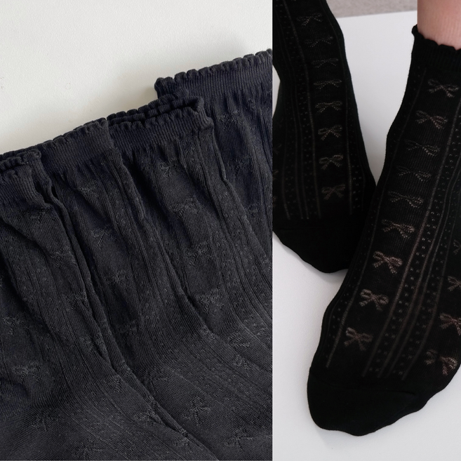 국산 여성 여름 시스루 리본 매쉬 양말 4족 세트