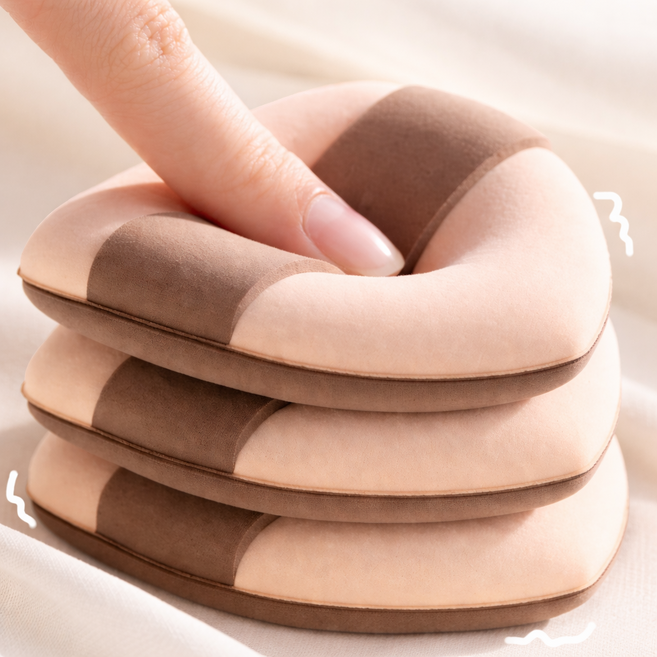 리치라라 쫀쫀밀착 쿠션 퍼프+케이스 세트, 3개, 베이지브라운