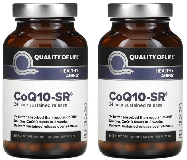 [60캡슐] 퀄리티오브라이프랩 코엔자임 큐텐 서방형 CoQ10-SR 100 mg 60 식물성 캡슐, 2개, 60정 - 쿠팡