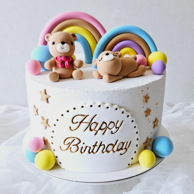 곰돌이 1단 케이크 모형 클레이 케익 생일상 셀프 생일파티 어린이집 유치원 교회 새학기 신학기 준비 꾸미기 장식 사진 촬영 소품