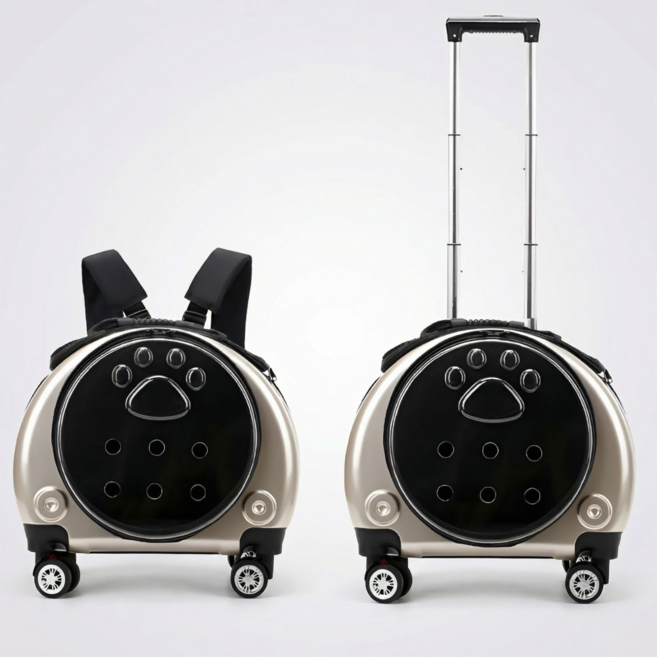 체리닷컴 애견 4in1 멀티 이동장 캐리어 백팩 가방, 1개, 골드