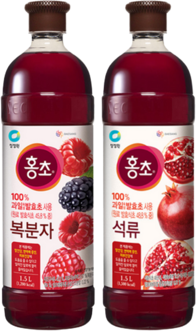 청정원 홍초 1.5L 복분자+석류 2종세트, 1세트, 3L