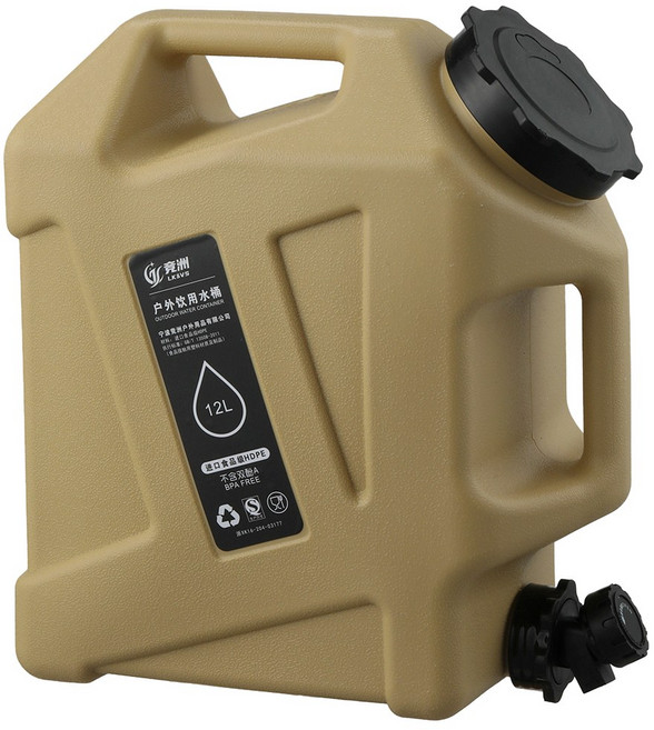 12 리터 야외 물통 캠핑 물 탱크 휴대용 휴대용 휴대용 물 탱크 슈퍼 대용량 다 방향 안티 전복 자동차 탑재 물 탱크, 카키